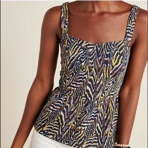 Anthropologie Multicolor Printed Square-Neck Tank Top
